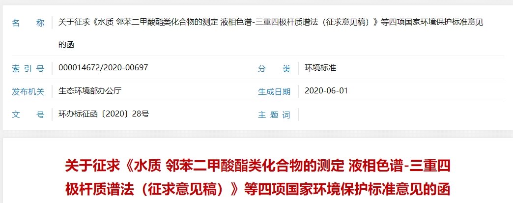水质检测(监测)标准征询建议